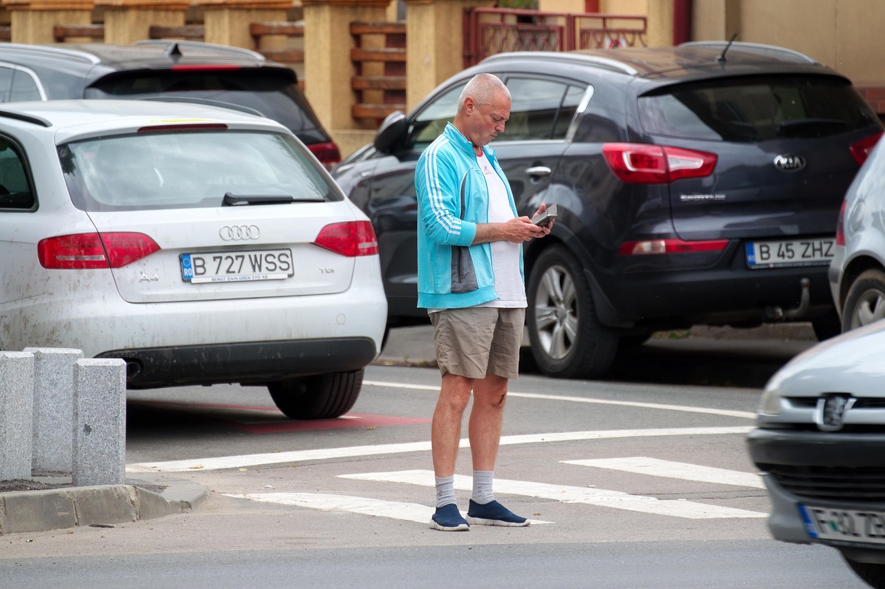 Person checking a phone in a parked car